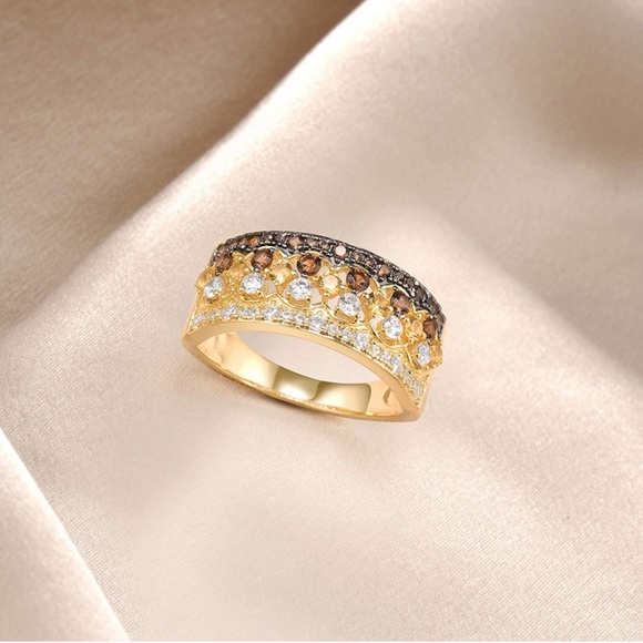 14k Champagne Vanilla Chocolate Diamonds Ring - Picture 3 of 7